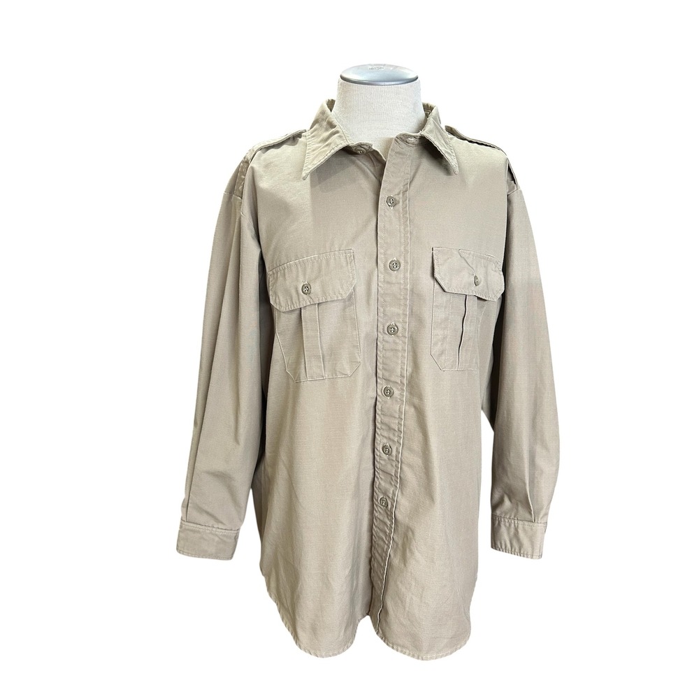 Propper Mens Tactical Button Down Ripstop Shirt Beige XL Reg Long Sleeve F5302